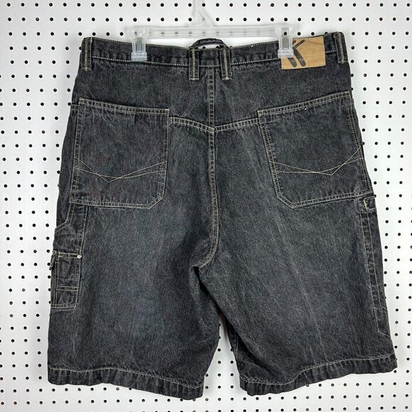 Karl Kani Other - Karl Kani Black Goth Baggy Jean Shorts Sz 38 Jorts Work Wear Cargo Skate‎ Y2K